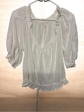 Free People White Ruffled Peasant Blouse